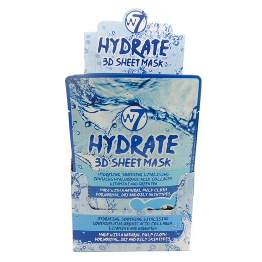 W7 Hydrate 3D Sheet Face Mask 24 stuks per display