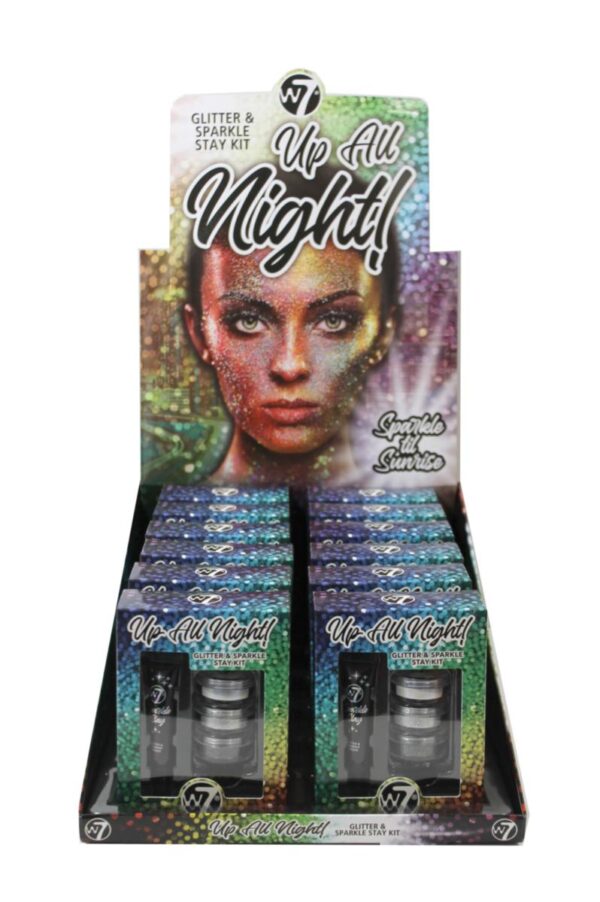 W7 Up all Night! Glitter & Sparkle Stay Kit 12 stuks per display
